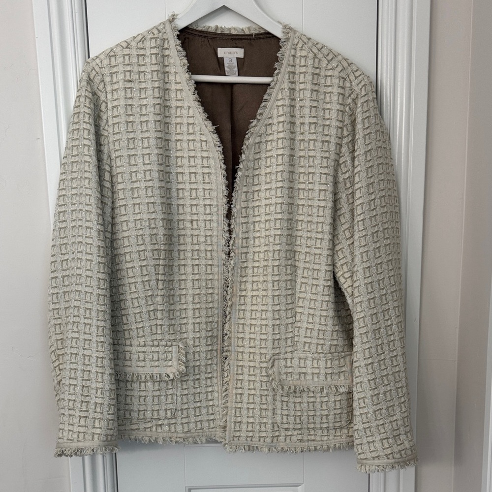 Chico's Cream Textured Women's Blazer size 3/XL